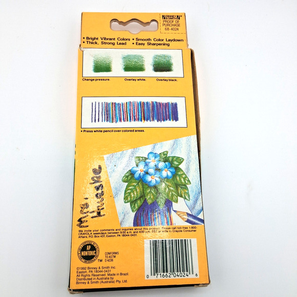 1992 Crayola Smooth Bright Colored Pencils 24 ct with 4 Hot Fluorescent Colors - Picture 8 of 12